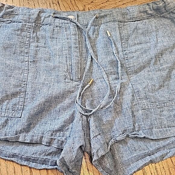 Denim linen Michael Kors shorts size 6 adjustable waist - Picture 3 of 10